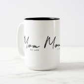 Mom Established New Mom Gift Tweekleurige Koffiemok (Voorkant links)