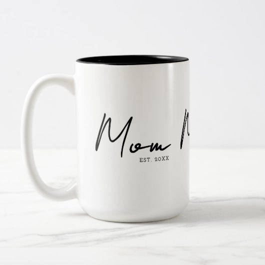 Mom Established New Mom Gift Tweekleurige Koffiemok (Links)