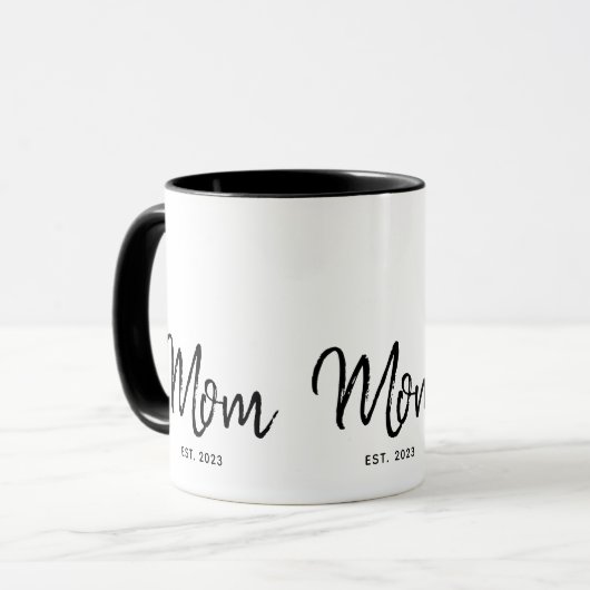 Mom Established New Mom Gift Two-Tone Coffee Mug Mok (Voorkant links)