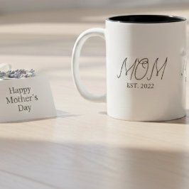 Mom Established New Mom Gift Two-Tone Coffee Mug Tweekleurige Koffiemok