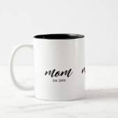 Mom Established New Mom Script Gift Tweekleurige Koffiemok (Links)