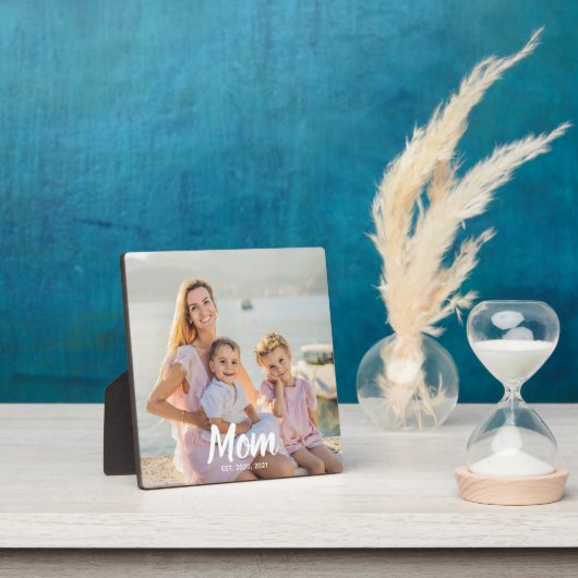 Mom Established Personalized Script Photo Keepsake Fotoplaat (Insitu)