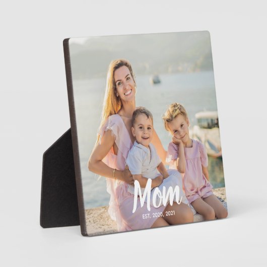 Mom Established Personalized Script Photo Keepsake Fotoplaat (Voorkant)