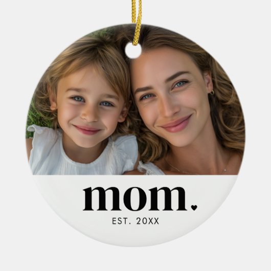 Mom Established Photo Gift  Keramisch Ornament (Voorkant)