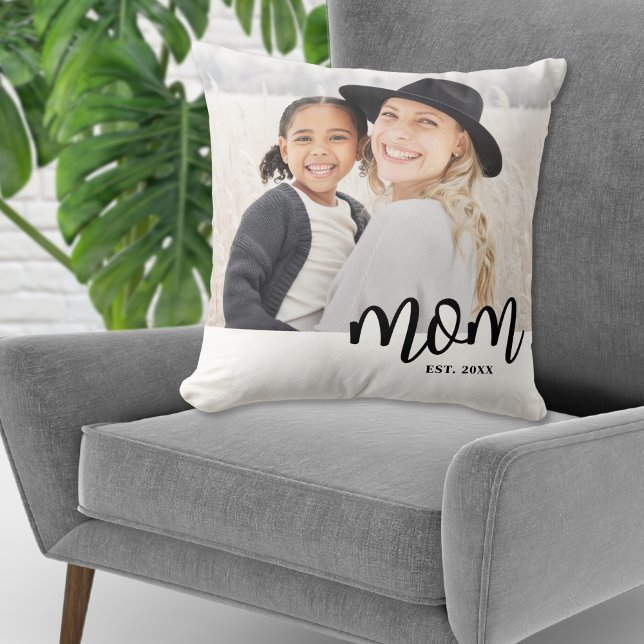 Mom Established Photo Gift Kussen (Mom Established Photo Gift Throw Pillow)