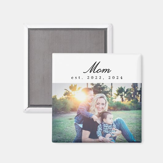 Mom Established Photo Gift Magnet (Voorkant / Achterkant)