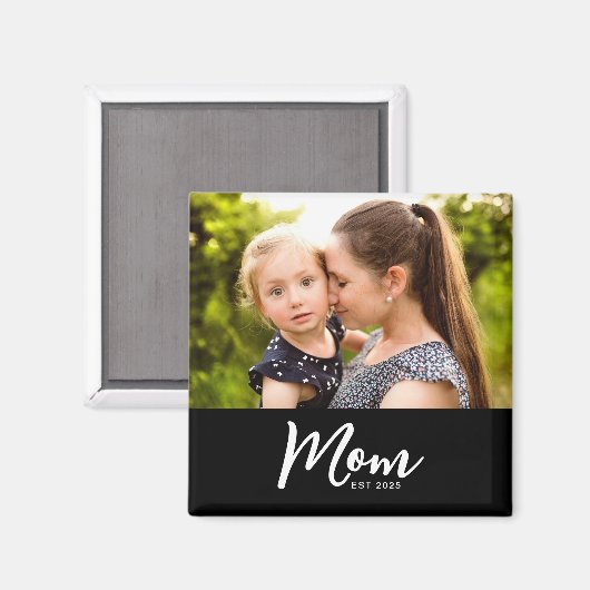 Mom Established Photo Gift Magnet (Voorkant / Achterkant)