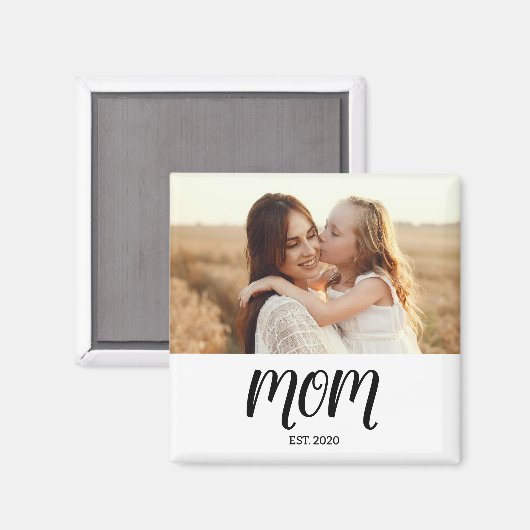 Mom Established Photo Gift Magnet (Voorkant / Achterkant)