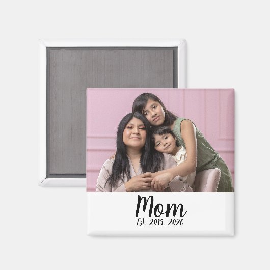 Mom Established Photo Gift Magnet (Voorkant / Achterkant)