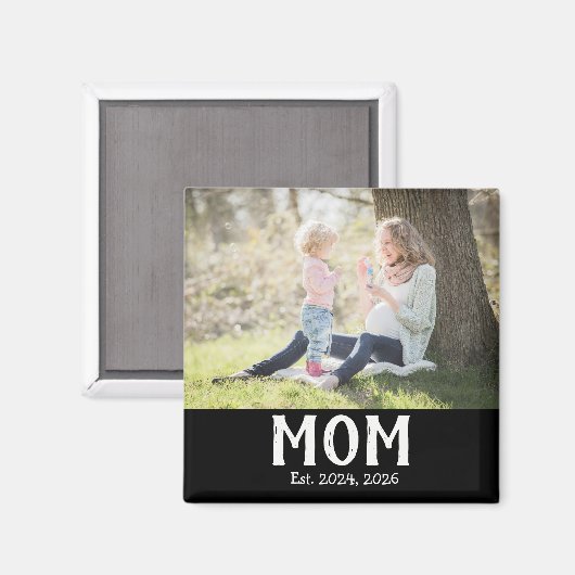 Mom Established Photo Gift Magnet (Voorkant / Achterkant)