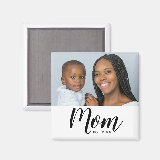 Mom Established Photo Gift Magnet (Voorkant / Achterkant)