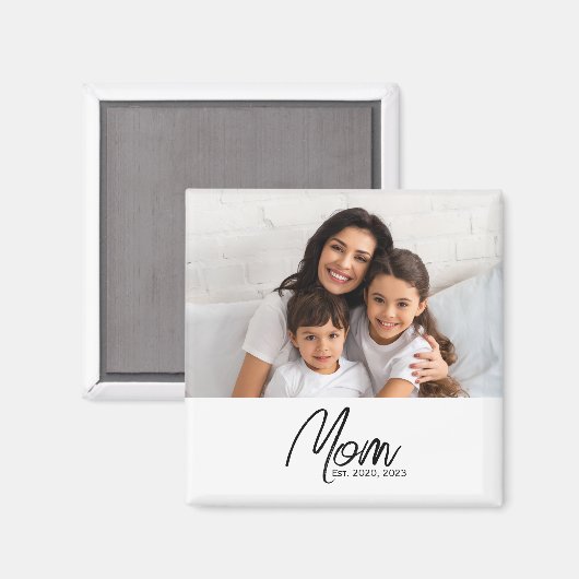 Mom Established Photo Gift Magnet (Voorkant / Achterkant)