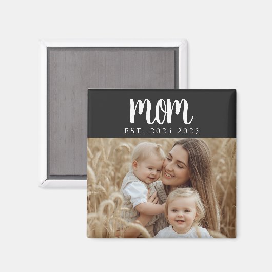 Mom Established Photo Gift Magnet (Voorkant / Achterkant)