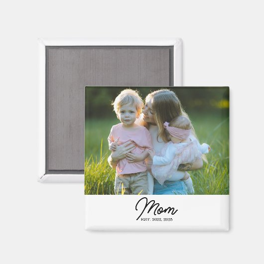Mom Established Photo Gift Magnet (Voorkant / Achterkant)