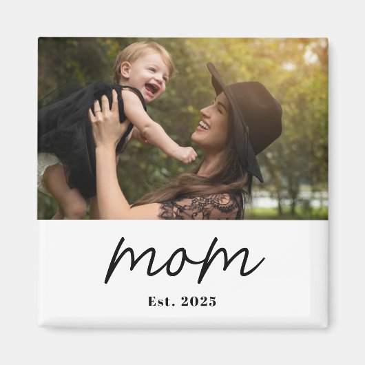 Mom Established Photo Gift Magnet (Voorkant)