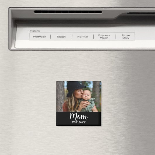 Mom Established Photo Mother's Day Black Magneet (Insitu (Vaatwasser))