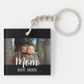 Mom Established Photo Mother's Day Black Sleutelhanger (Achterkant)