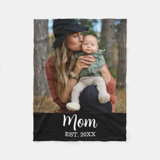 Mom Established Photo Mother's Day  Fleece Deken (Voorkant)