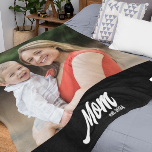 Mom Established Photo Mother's Day Fleece Deken