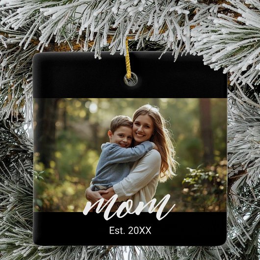 Mom Established Photo Mother's Day Keramisch Ornament