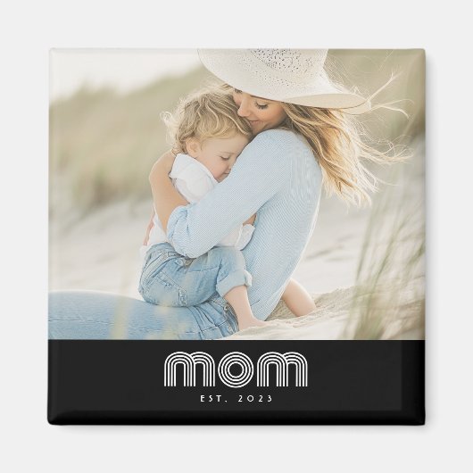 Mom Established Photo Mother's Day Magneet (Voorkant)