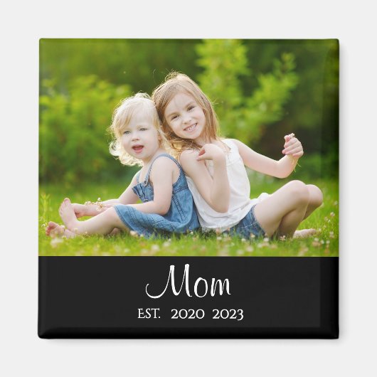 Mom Established Photo Mother's Day Magneet (Voorkant)