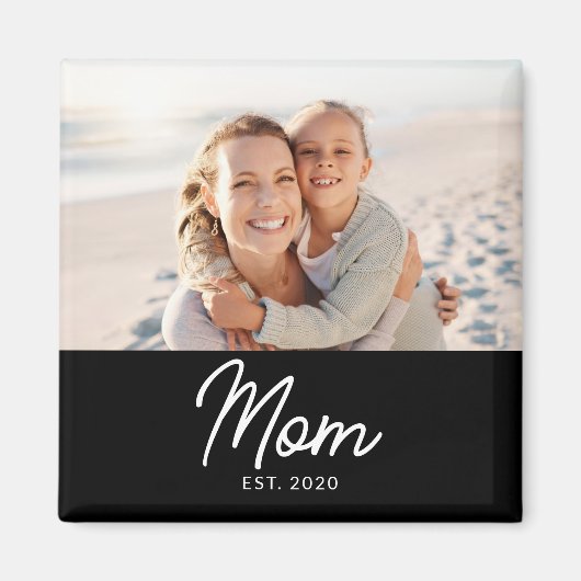 Mom Established Photo Mother's Day Magneet (Voorkant)