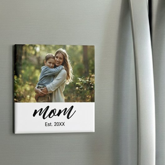 Mom Established Photo Mother's Day Magneet
