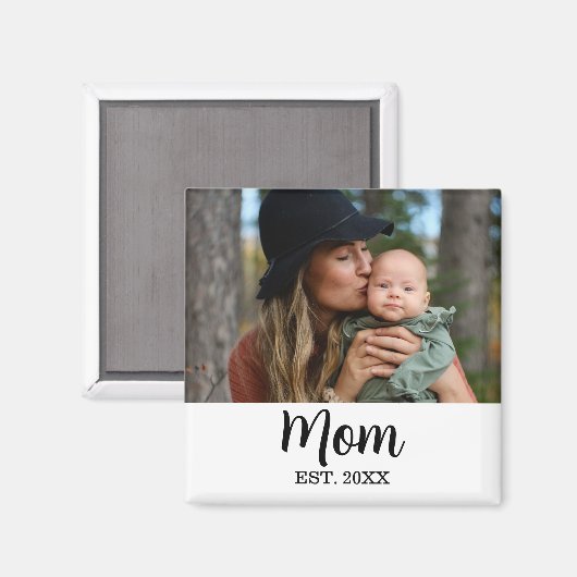 Mom Established Photo Mother's Day  Magneet (Voorkant / Achterkant)