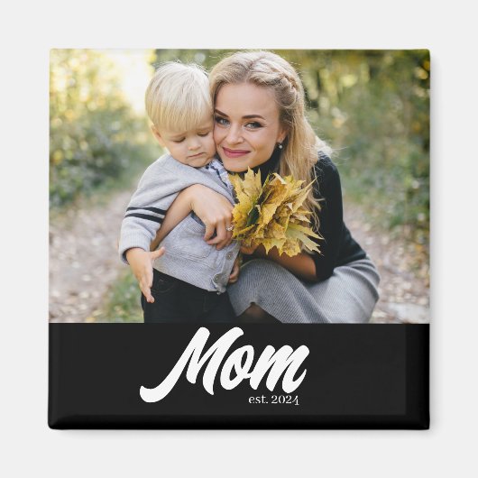 Mom Established Photo Mother's Day Magneet (Voorkant)