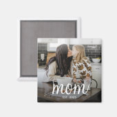 Mom Established Photo Mother's Day Magneet (Voorkant / Achterkant)