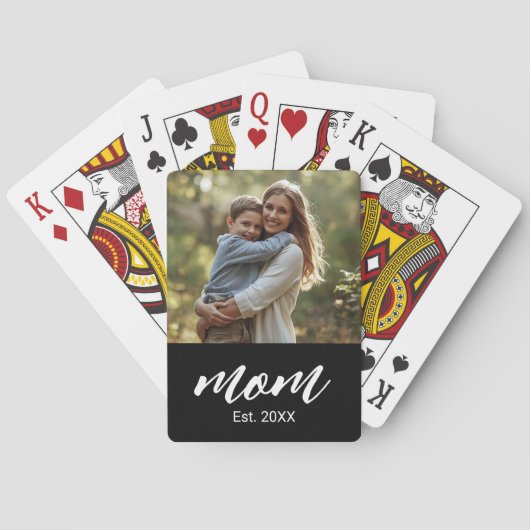 Mom Established Photo Mother's Day Pokerkaarten (Achterkant)