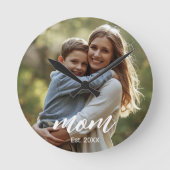 Mom Established Photo Mother's Day Ronde Klok (Voorkant)