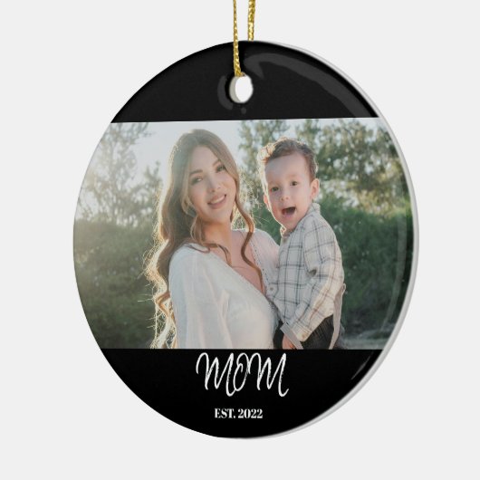 Mom Established, Photo, Script, Ceramic Ornament (Links)