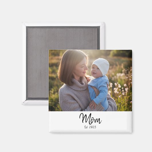 Mom Established Photo Script Modern Unique Gift  Magneet (Voorkant / Achterkant)