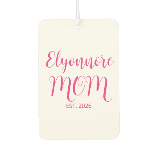 Mom Established Pink Script Name Luchtverfrisser (Voorkant)