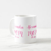 Mom Established Pink Script Name  Two-Tone Coffee Koffiemok (Voorkant links)