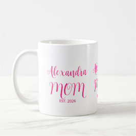 Mom Established Pink Script Name Two-Tone Coffee Koffiemok