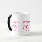 Mom Established Pink Script Name  Two-Tone Coffee Magische Mok (Voorkant links)