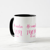 Mom Established Pink Script Name  Two-Tone Coffee Mok (Voorkant links)