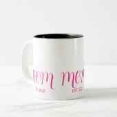 Mom Established Pink Script New Mom Gift  Tweekleurige Koffiemok (Voorkant links)