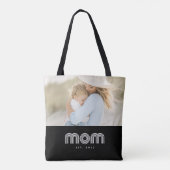 Mom Established Retro Script Black Photo Tote Bag (Achterkant)