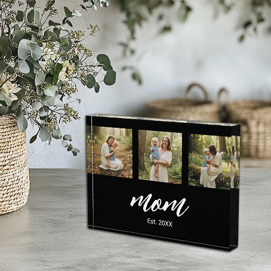 Mom Established Script 3 Photo Acrylic Block Fotoblokken