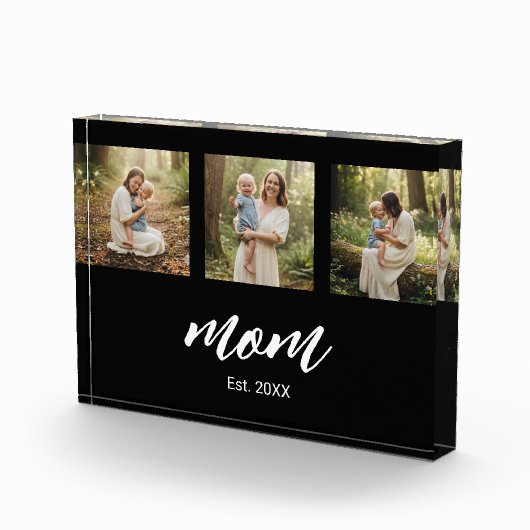 Mom Established Script 3 Photo Acrylic Block Fotoblokken (Rechts)