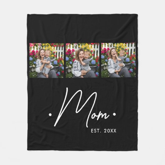 Mom Established Script 3 Photo Black Fleece Deken (Voorkant)