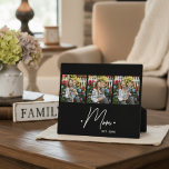 Mom Established Script 3 Photo Black Fotoplaat<br><div class="desc">Black White Mom Established Script Black 3 Photo Design. Replace the photos with your own of your kids and change the years to the years you became a mom. Created by Simply Farmhouse Press.</div>