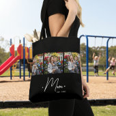 Mom Established Script 3 Photo Black Tote Bag