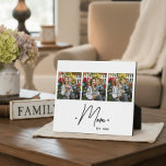 Mom Established Script 3 Photo White Fotoplaat<br><div class="desc">Black & White Mom Established Script White 3 Photo Design. Replace the photos with your own of your kids and change the years to the years you became a mom. Created by Simply Farmhouse Press.</div>