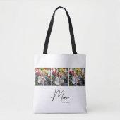 Mom Established Script 3 Photo White Tote Bag (Voorkant)
