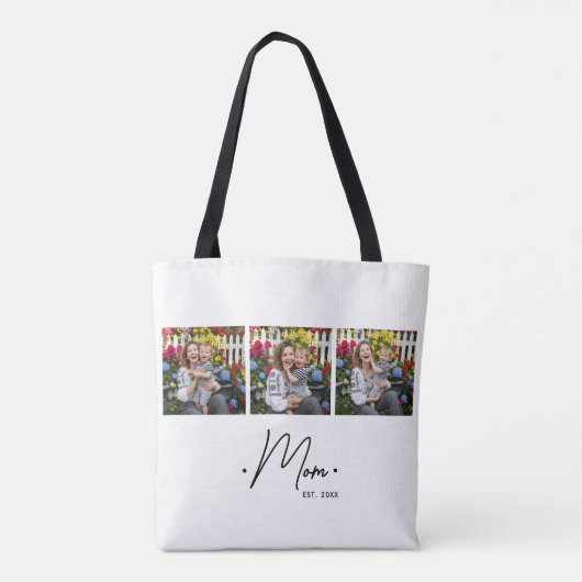 Mom Established Script 3 Photo White Tote Bag (Achterkant)